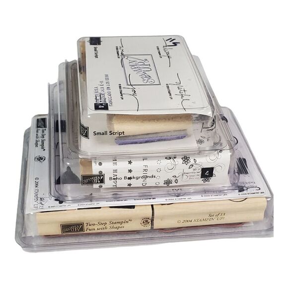 Stampin’ Up Lot Of 21 Various Rubber Stamp Sets Words Shapes Boho Background - Picture 1 of 12